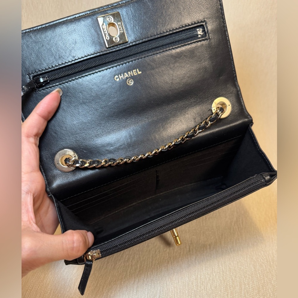 chanel trendy cc lambskin wallet on chain woc black - Picture 5 of 11